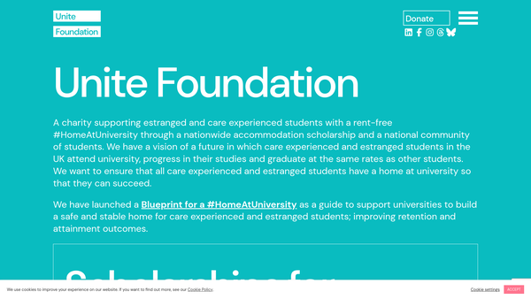 Screenshot of the The Unite Foundation website