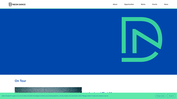 Screenshot of the Neon Dance Limited website