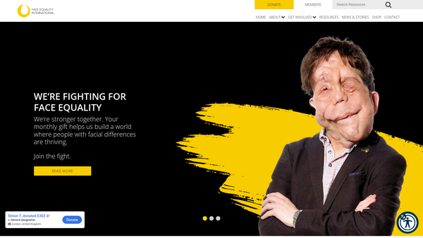 Screenshot of the Face Equality International website