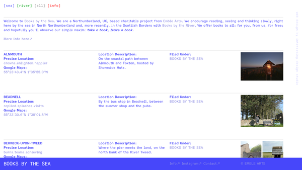 Screenshot of the Emble Arts website