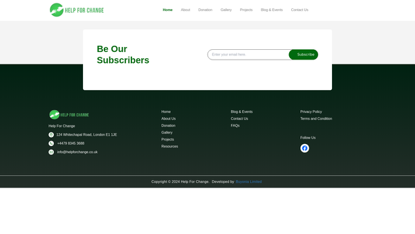 Screenshot of the Help For Change website