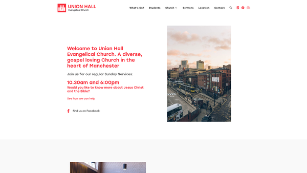 Screenshot of the Union Hall Evangelical Church website