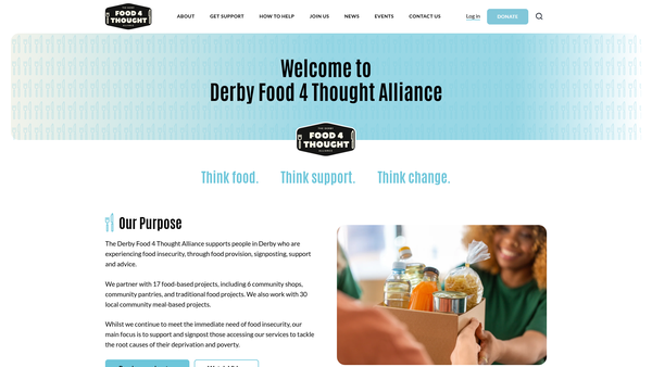 Screenshot of the Derby Food 4 Thought Alliance website