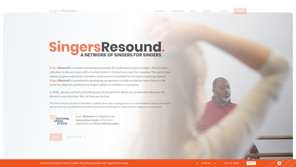 Screenshot of the Singersresound website