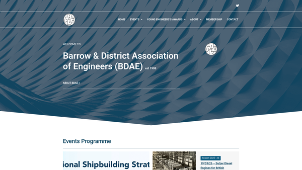 Screenshot of the Barrow And District Association Of Engineers website