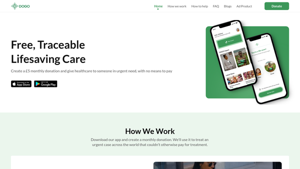 Screenshot of the Dogo website