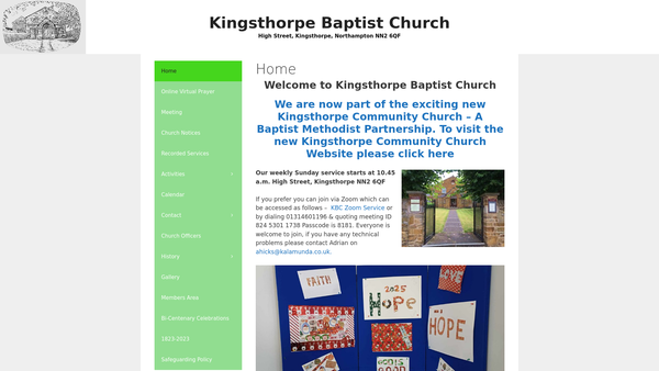 Screenshot of the Kingsthorpe Baptist Church website