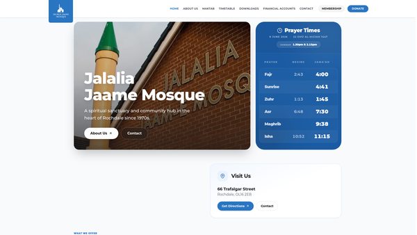 Screenshot of the Jalalia Jaame Mosque website