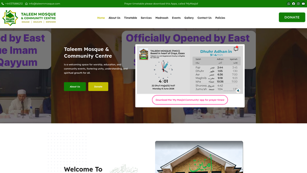 Screenshot of the Taleem Foundation website