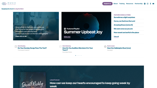 Screenshot of the Music Ministry Foundation website