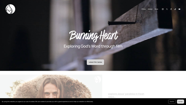 Screenshot of the Burning Heart website