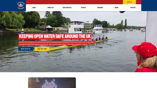Screenshot of the Colwick Park Lifeguards website