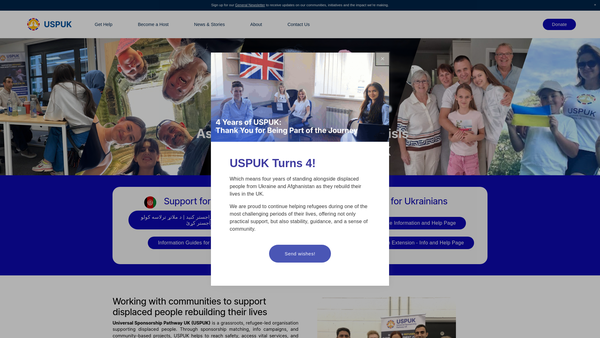 Screenshot of the Uspuk website