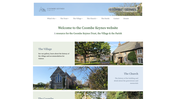 Screenshot of the The Coombe Keynes Trust 2022 website