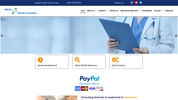Screenshot of the Helps Global Association website