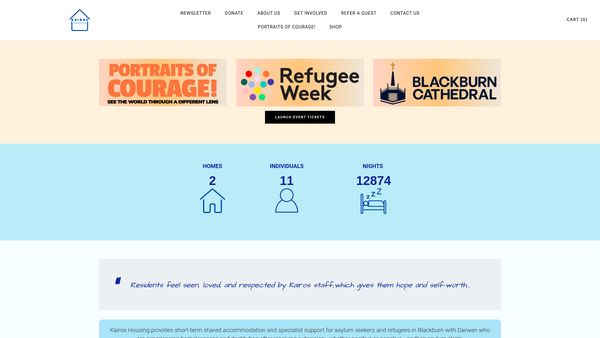 Screenshot of the Kairos Housing website