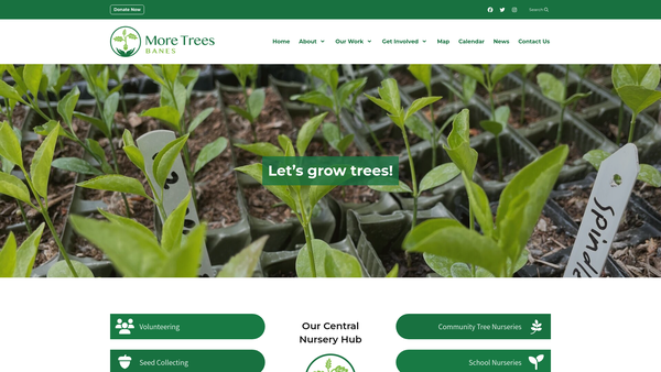Screenshot of the More Trees For Bath And North East Somerset website