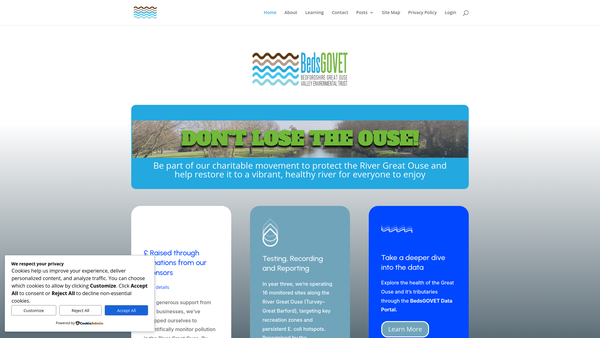Screenshot of the Bedfordshire Great Ouse Valley Environmental Trust website