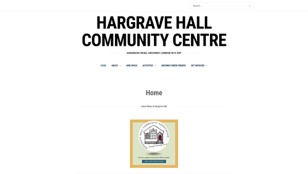 Screenshot of the Hargrave Hall Community Association website