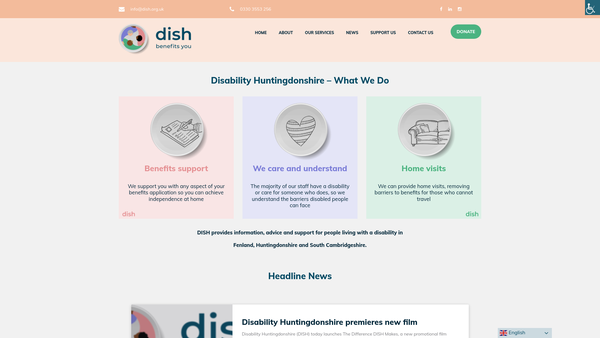 Screenshot of the Disability Information Services Hub website