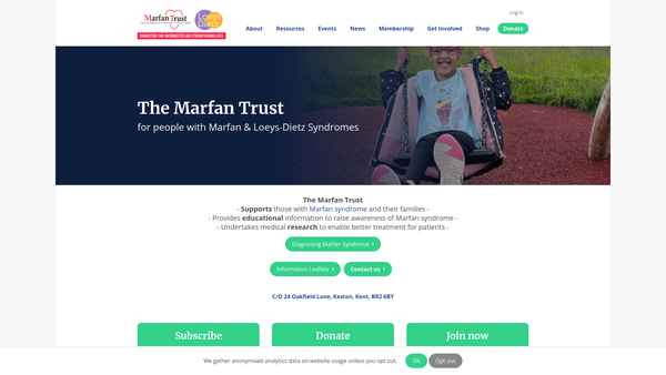 Screenshot of the Marfan Trust website