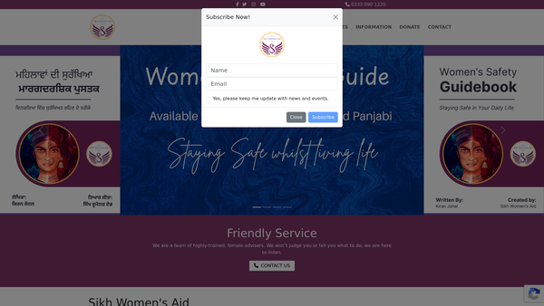 Screenshot of the Sikh Women's Aid website