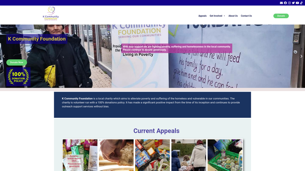 Screenshot of the K Community Foundation website