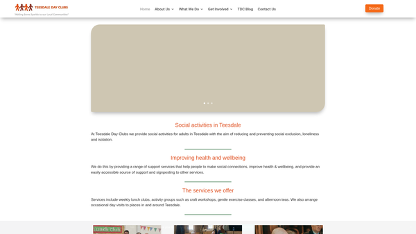 Screenshot of the Teesdale Day Clubs website