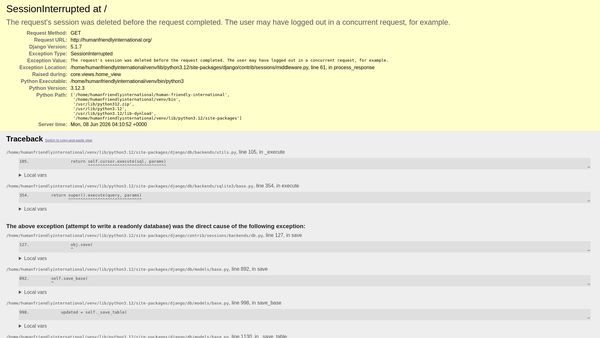 Screenshot of the Human Friendly International website