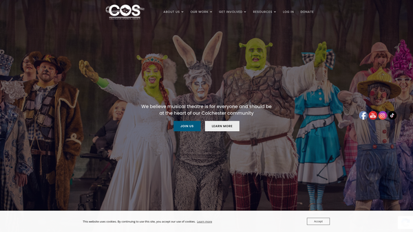 Screenshot of the Colchester Operatic Society website