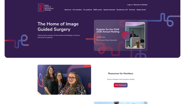 Screenshot of the British Society Of Interventional Radiology website