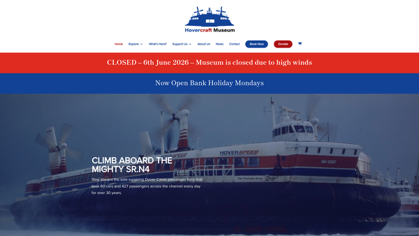Screenshot of the The Hovercraft Museum CIO website