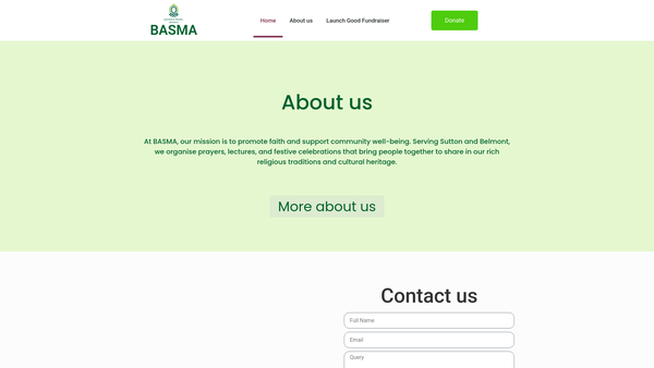 Screenshot of the Cheam Muslim Welfare Services Limited website
