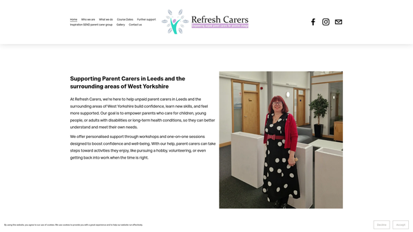 Screenshot of the Refresh Carers website