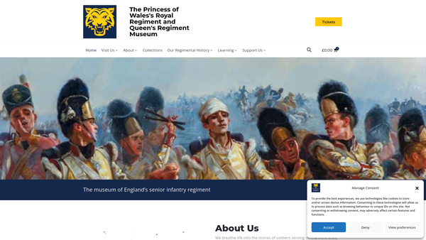 Screenshot of the Pwrr And Queen's Regiment Museum CIO website