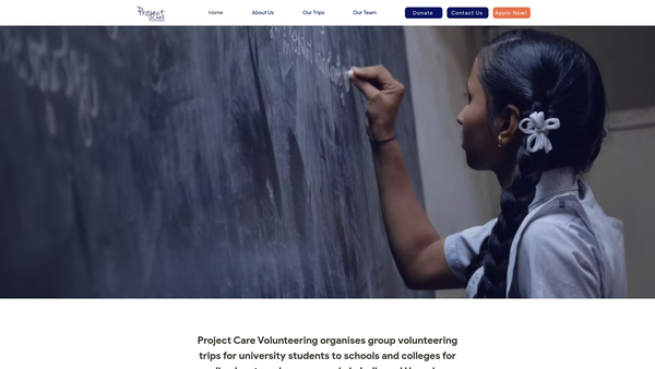 Screenshot of the Project Care Volunteering website