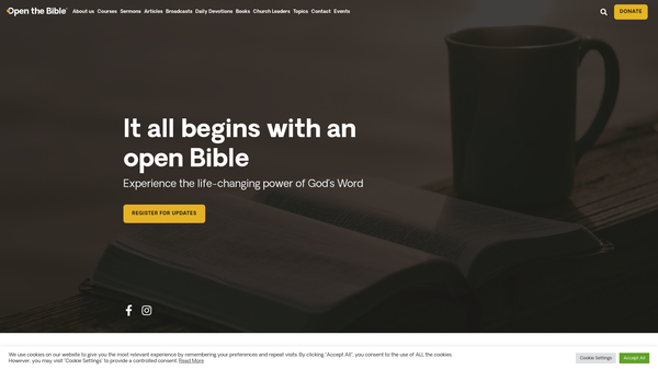 Screenshot of the Open The Bible (UK) website