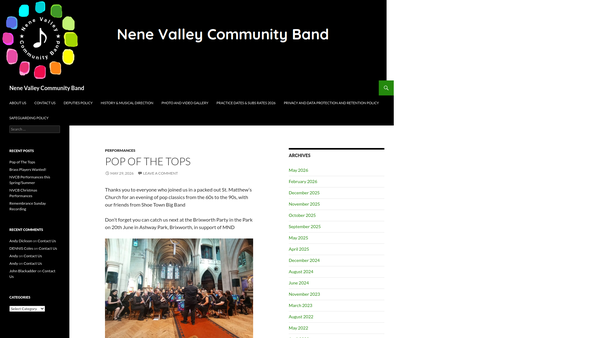 Screenshot of the Nene Valley Community Band website