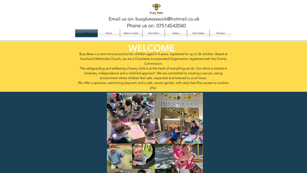 Screenshot of the Busy Bees Preschool (At Southwick Methodist Church) website