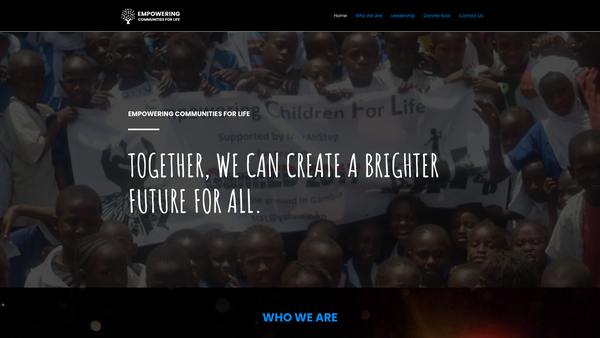 Screenshot of the Empowering Communities For Life website
