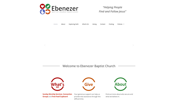 Screenshot of the Ebenezer Baptist Church Abertillery website