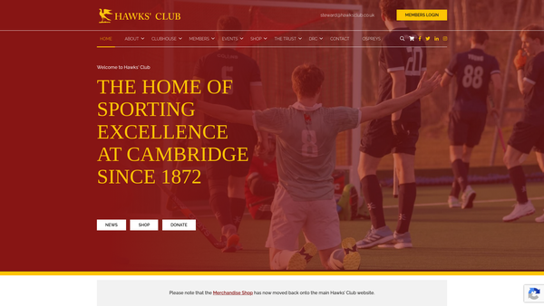 Screenshot of the The Hawks And Ospreys Charitable Trust website