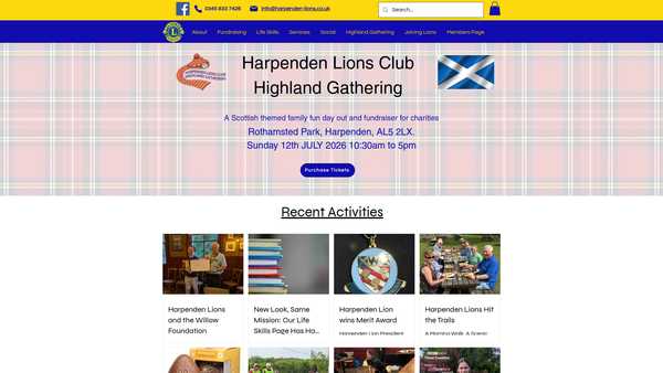 Screenshot of the Harpenden Lions Club CIO website