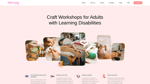 Screenshot of the Bead Sew Crafty CIO website