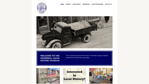 Screenshot of the Haverhill Local History Museum website