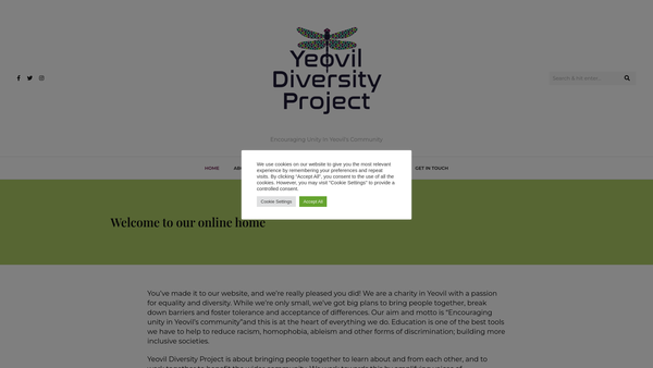 Screenshot of the Yeovil Diversity Project website