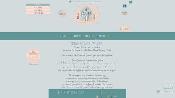 Screenshot of the L'atelier Des Petits Francophones website