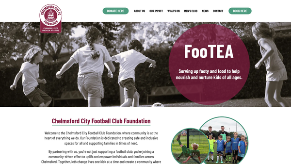 Screenshot of the Chelmsford City Football Club Foundation website