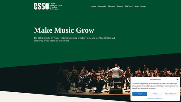 Screenshot of the City of Stoke-on-Trent Symphony Orchestra website