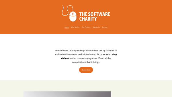 Screenshot of the The Software Charity website